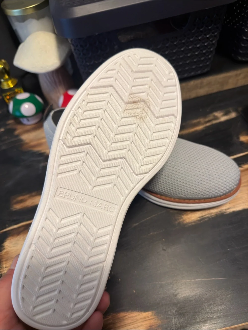 BrunoMarc Light Gray Knit Lace-Up Men's Casual Shoes 8.5